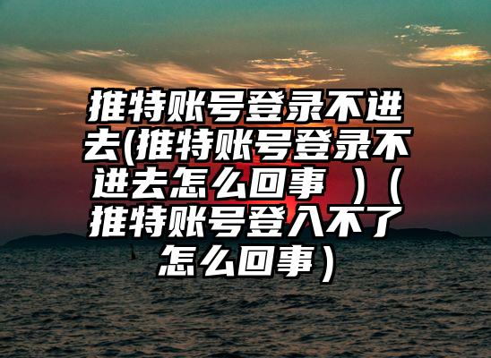 推特账号登录不进去(推特账号登录不进去怎么回事 )(推特账号登入不了怎么回事)