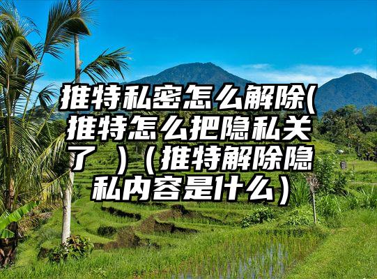 推特私密怎么解除(推特怎么把隐私关了 )（推特解除隐私内容是什么）
