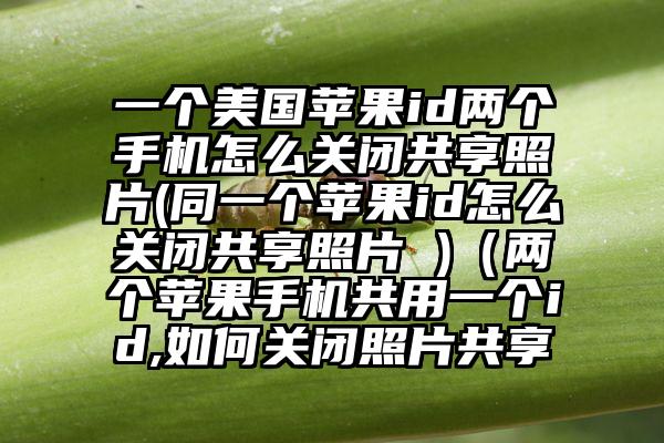 一个美国苹果id两个手机怎么关闭共享照片(同一个苹果id怎么关闭共享照片 )（两个苹果手机共用一个id,如何关闭照片共享