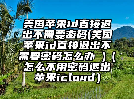 美国苹果id直接退出不需要密码(美国苹果id直接退出不需要密码怎么办 )（怎么不用密码退出苹果icloud）