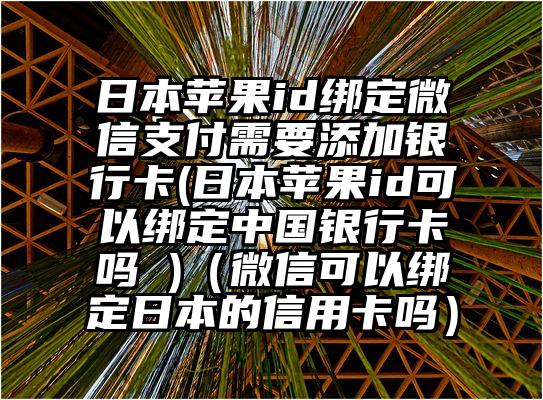 日本苹果id绑定微信支付需要添加银行卡(日本苹果id可以绑定中国银行卡吗 )（微信可以绑定日本的信用卡吗）