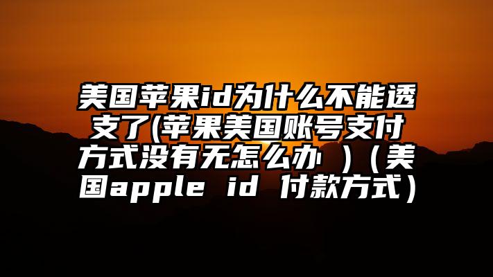 美国苹果id为什么不能透支了(苹果美国账号支付方式没有无怎么办 )（美国apple id 付款方式）