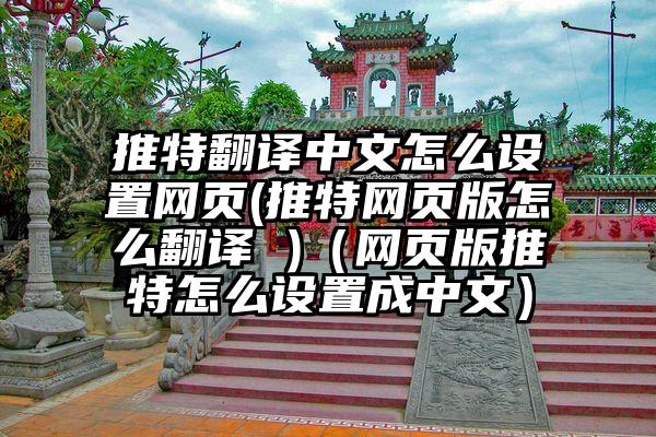 推特翻译中文怎么设置网页(推特网页版怎么翻译 )（网页版推特怎么设置成中文）