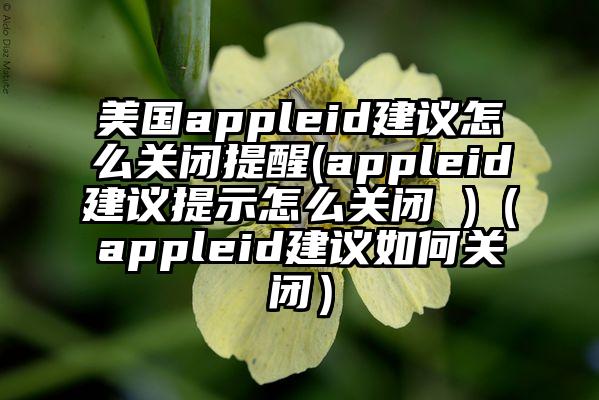 美国appleid建议怎么关闭提醒(appleid建议提示怎么关闭 )（appleid建议如何关闭）