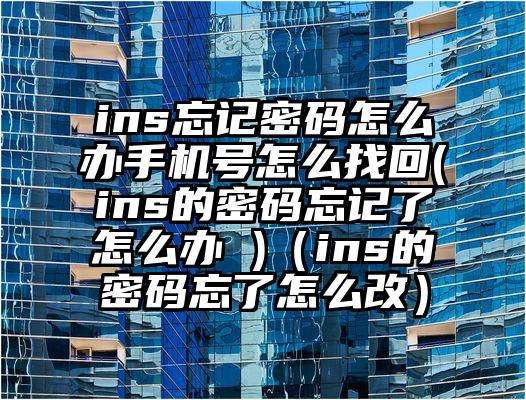 ins忘记密码怎么办手机号怎么找回(ins的密码忘记了怎么办 )（ins的密码忘了怎么改）