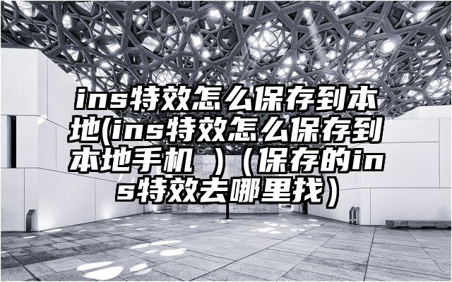 ins特效怎么保存到本地(ins特效怎么保存到本地手机 )（保存的ins特效去哪里找）
