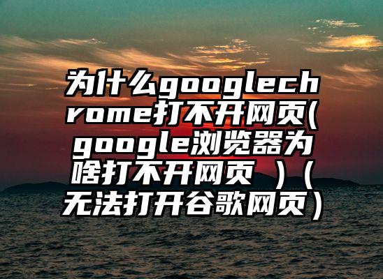 为什么googlechrome打不开网页(google浏览器为啥打不开网页 )（无法打开谷歌网页）