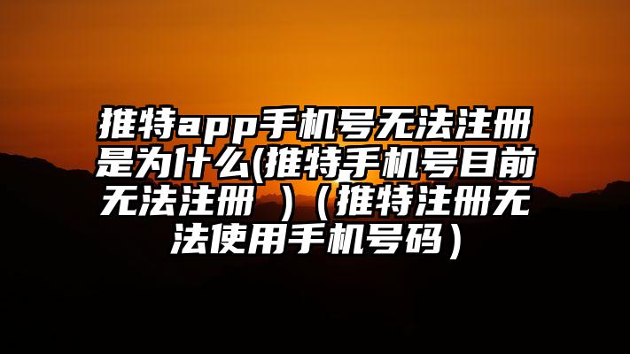 推特app手机号无法注册是为什么(推特手机号目前无法注册 )（推特注册无法使用手机号码）