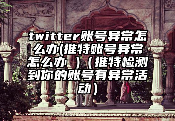 twitter账号异常怎么办(推特账号异常怎么办 )（推特检测到你的账号有异常活动）