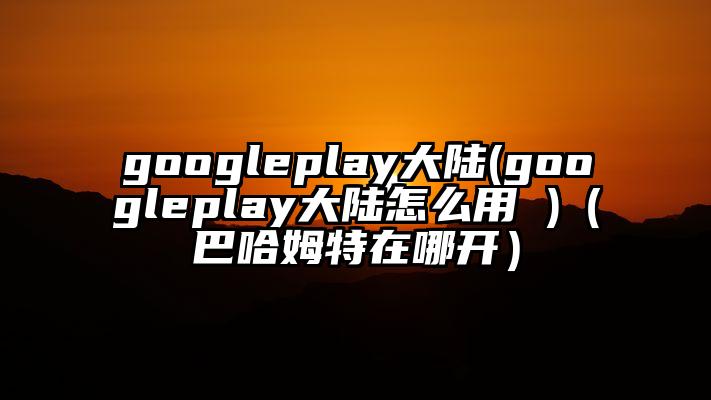 googleplay大陆(googleplay大陆怎么用 )（巴哈姆特在哪开）