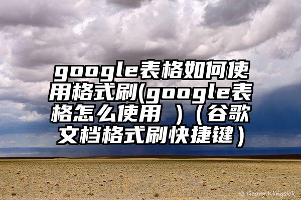 google表格如何使用格式刷(google表格怎么使用 )（谷歌文档格式刷快捷键）