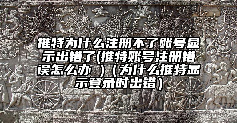 推特为什么注册不了账号显示出错了(推特账号注册错误怎么办 )（为什么推特显示登录时出错）