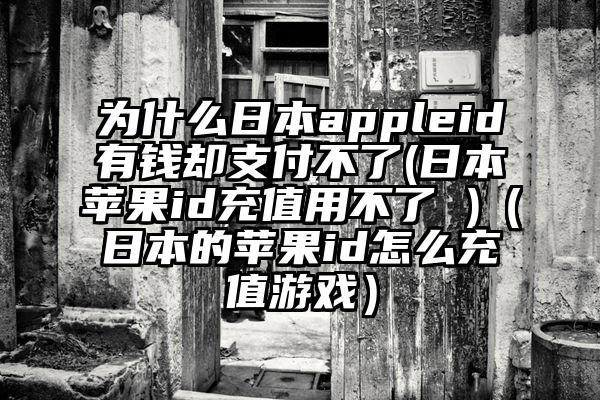 为什么日本appleid有钱却支付不了(日本苹果id充值用不了 )（日本的苹果id怎么充值游戏）