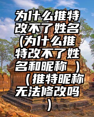 为什么推特改不了姓名(为什么推特改不了姓名和昵称 )（推特昵称无法修改吗）