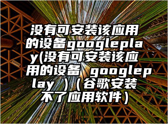 没有可安装该应用的设备googleplay(没有可安装该应用的设备 googleplay )（谷歌安装不了应用软件）