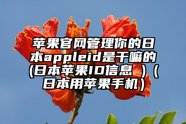 苹果官网管理你的日本appleid是干嘛的(日本苹果ID信息 )（日本用苹果手机）