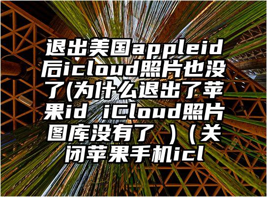 退出美国appleid后icloud照片也没了(为什么退出了苹果id iCloud照片图库没有了 )（关闭苹果手机icl