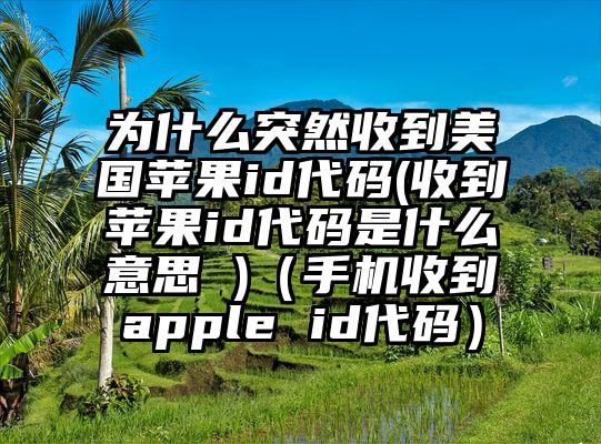 为什么突然收到美国苹果id代码(收到苹果id代码是什么意思 )（手机收到apple id代码）