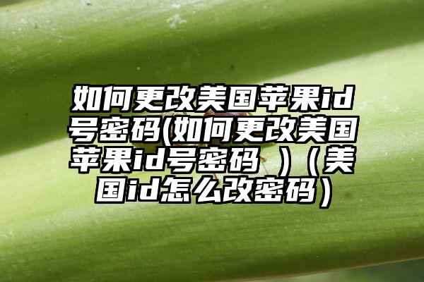 如何更改美国苹果id号密码(如何更改美国苹果id号密码 )（美国id怎么改密码）