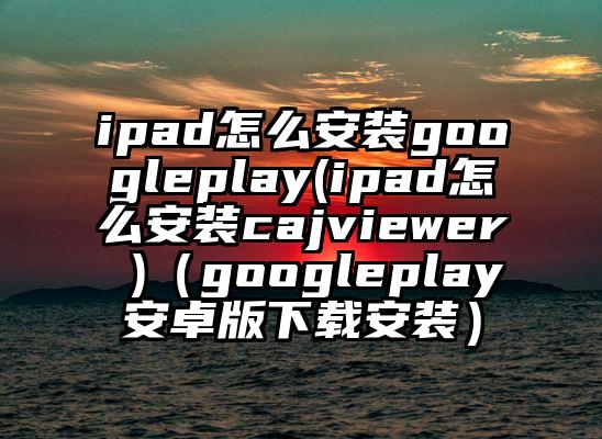 ipad怎么安装googleplay(ipad怎么安装cajviewer )（googleplay安卓版下载安装）