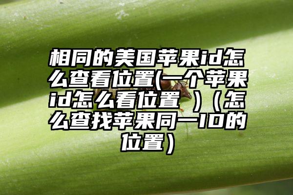 相同的美国苹果id怎么查看位置(一个苹果id怎么看位置 )（怎么查找苹果同一ID的位置）