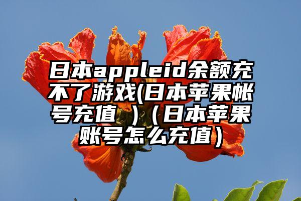 日本appleid余额充不了游戏(日本苹果帐号充值 )（日本苹果账号怎么充值）