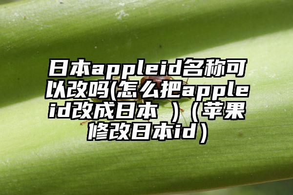 日本appleid名称可以改吗(怎么把appleid改成日本 )（苹果修改日本id）