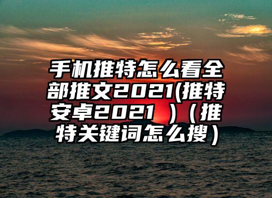 手机推特怎么看全部推文2021(推特安卓2021 )(推特关键词怎么搜)