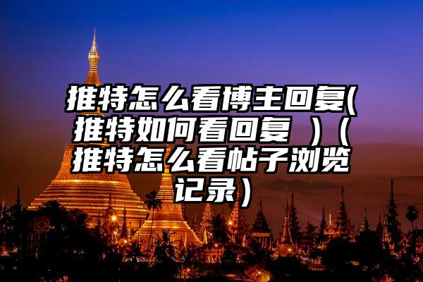 推特怎么看博主回复(推特如何看回复 )（推特怎么看帖子浏览记录）
