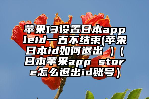 苹果13设置日本appleid一直不结束(苹果日本id如何退出 )（日本苹果app store怎么退出id账号）