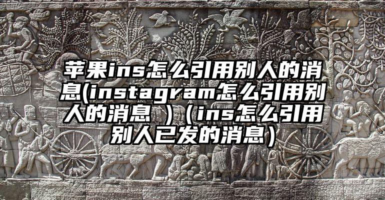 苹果ins怎么引用别人的消息(instagram怎么引用别人的消息 )（ins怎么引用别人已发的消息）