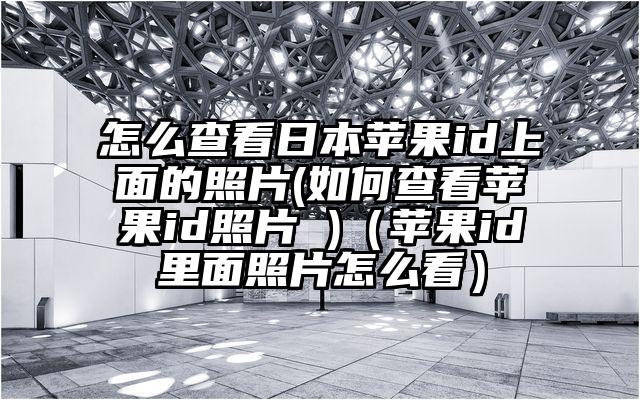 怎么查看日本苹果id上面的照片(如何查看苹果id照片 )（苹果id里面照片怎么看）