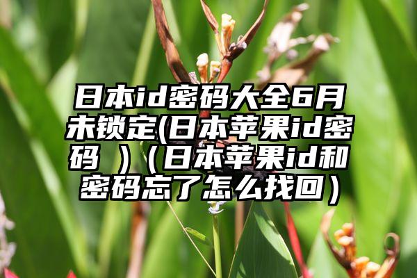 日本id密码大全6月未锁定(日本苹果id密码 )(日本苹果id和密码忘了怎么找回)
