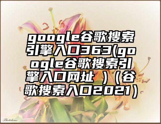 google谷歌搜索引擎入口363(google谷歌搜索引擎入口网址 )（谷歌搜索入口2021）