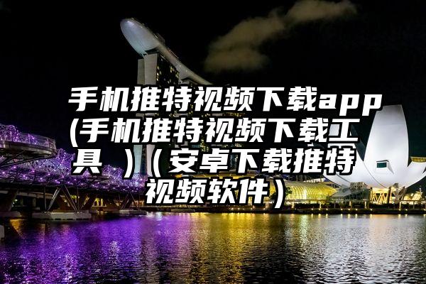 手机推特视频下载app(手机推特视频下载工具 )（安卓下载推特视频软件）