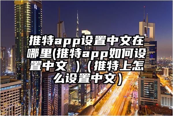 推特app设置中文在哪里(推特app如何设置中文 )（推特上怎么设置中文）