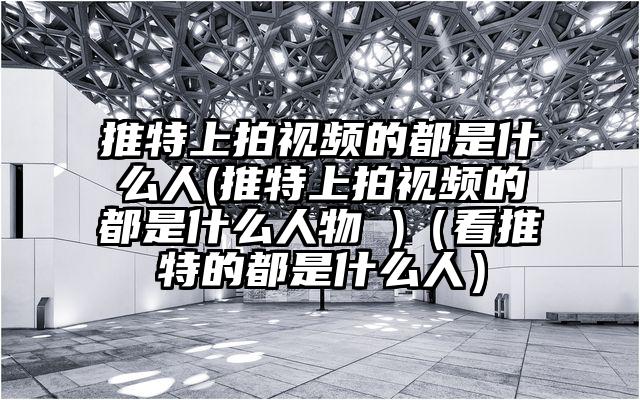 推特上拍视频的都是什么人(推特上拍视频的都是什么人物 )(看推特的都是什么人)