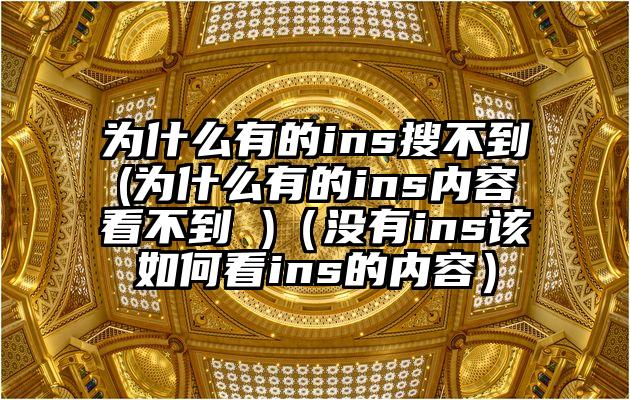为什么有的ins搜不到(为什么有的ins内容看不到 )（没有ins该如何看ins的内容）