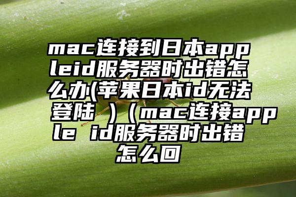 mac连接到日本appleid服务器时出错怎么办(苹果日本id无法登陆 )（mac连接apple id服务器时出错怎么回