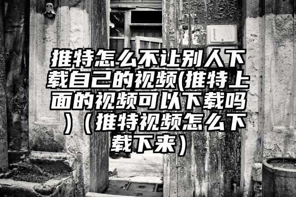 推特怎么不让别人下载自己的视频(推特上面的视频可以下载吗 )（推特视频怎么下载下来）