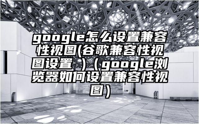 google怎么设置兼容性视图(谷歌兼容性视图设置 )（google浏览器如何设置兼容性视图）