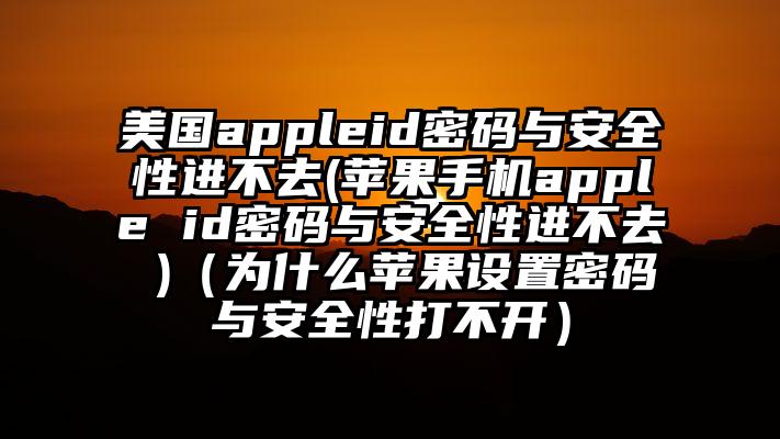 美国appleid密码与安全性进不去(苹果手机apple id密码与安全性进不去 )（为什么苹果设置密码与安全性打不开）