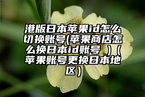 港版日本苹果id怎么切换账号(苹果商店怎么换日本id账号 )（苹果账号更换日本地区）