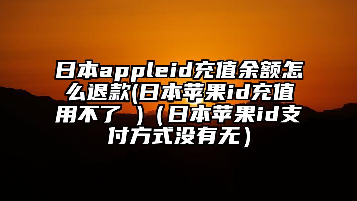 日本appleid充值余额怎么退款(日本苹果id充值用不了 )(日本苹果id支付方式没有无)