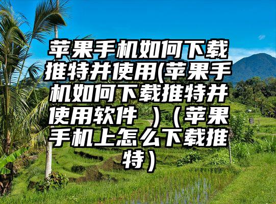 苹果手机如何下载推特并使用(苹果手机如何下载推特并使用软件 )（苹果手机上怎么下载推特）