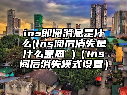 ins即阅消息是什么(ins阅后消失是什么意思 )（ins阅后消失模式设置）