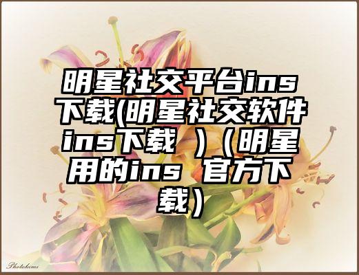 明星社交平台ins下载(明星社交软件ins下载 )（明星用的ins 官方下载）