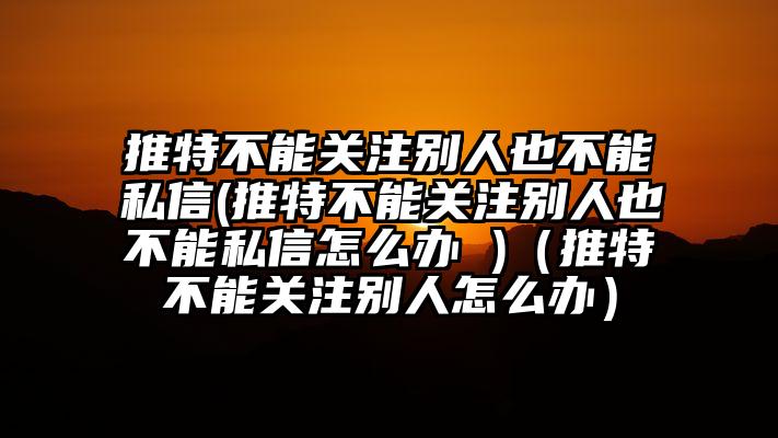 推特不能关注别人也不能私信(推特不能关注别人也不能私信怎么办 )（推特不能关注别人怎么办）