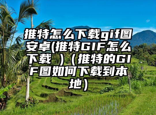 推特怎么下载gif图安卓(推特GIF怎么下载 )（推特的GIF图如何下载到本地）