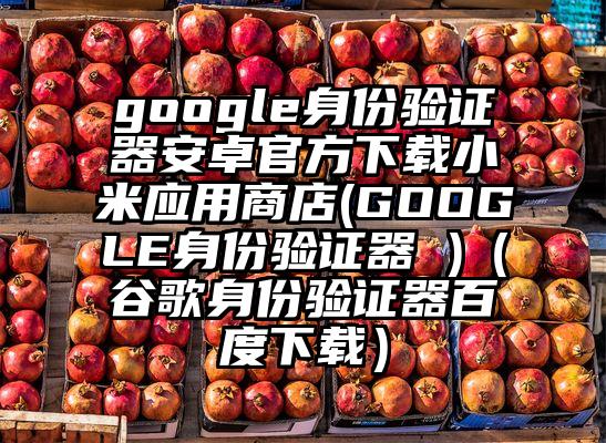 google身份验证器安卓官方下载小米应用商店(GOOGLE身份验证器 )（谷歌身份验证器百度下载）